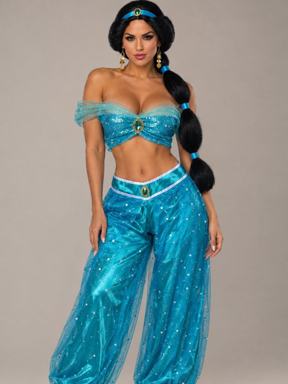 Women's Adult Princess Jasmine Costume w/Wig - WORN ONCE